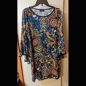 Flare Sleeved Paisley Dress